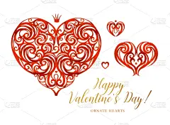 浪漫,装饰物,情人节,矢量,动物心脏,华丽的,贺卡,背景分离,情人节卡,英国