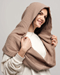 Organic Cotton Beige  Hood Unisex Gauze Muslin Cowl Scarf image 4