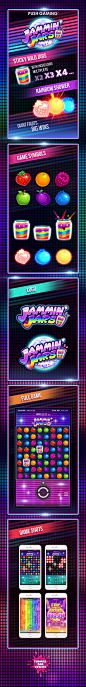 Jammin' Jars: Game Art : A playful cascade slot game based on juicy fruits and funky jam jars.