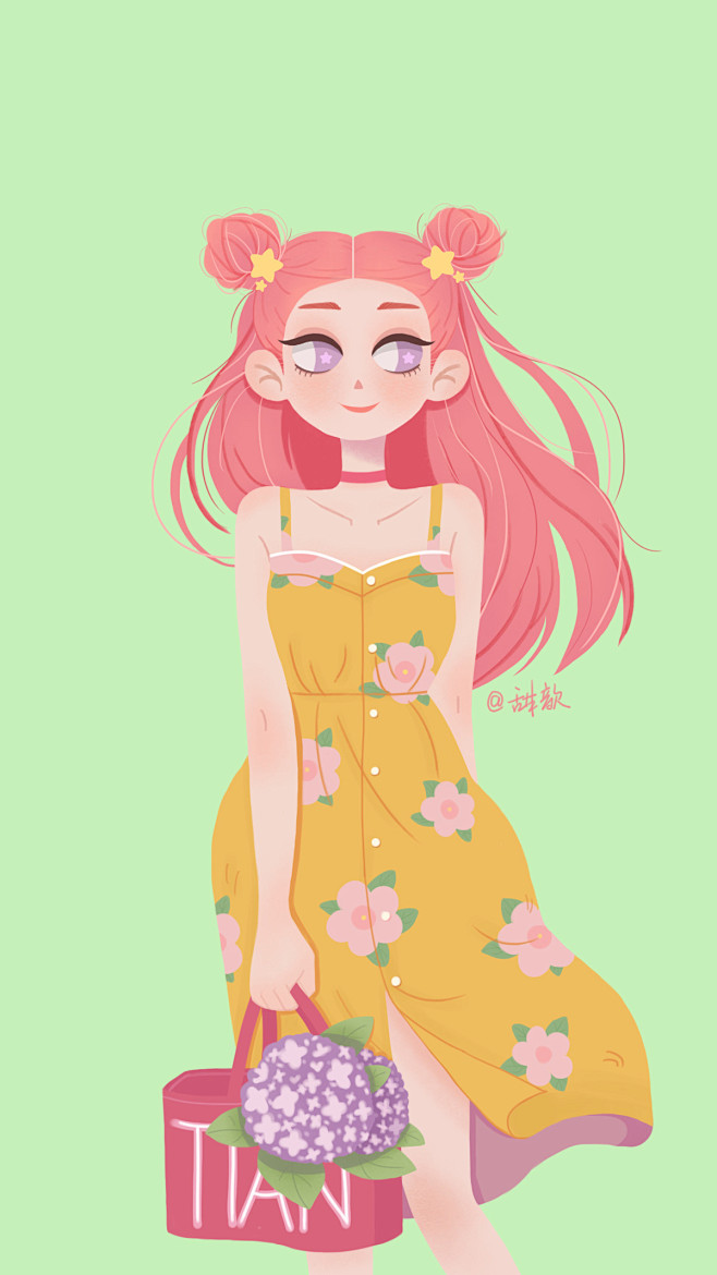 森女系女孩手绘作品