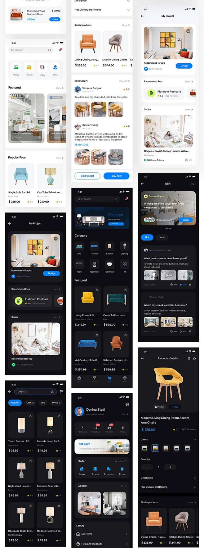 时尚四套APP端家居家具装修UI界面设计模版Figma格式素材-淘宝网-花瓣网