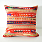 Beige Tribal Cotton Pillow Cover by Little Attic