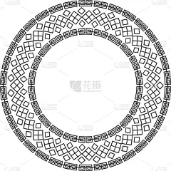中国圆形框架和轮廓元素。东方装饰。