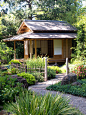 Japanese Garden Complex : This complex of traditional Japanese structures was designed and built by HIroshi Sakaguchi for a Japanese garden at a private residence in San Rafael, CA.  It includes a tea house, entrance gate,