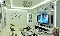 本案为现代简约风格，整体简洁大气。白色为主色调，局部壁纸点缀。客厅简约实用，厨房餐厅为统一整体，既节约了空间，也为两人世界创造更多机会。_经济适用男3大特点 锁定60平简约家