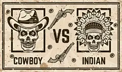 Cowboy versus indian vector confrontation horizont