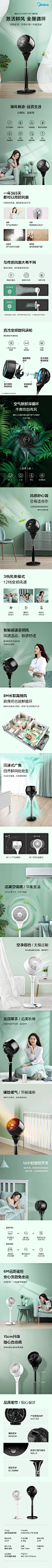 品牌电器电风扇循环扇详情页卖点长图