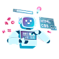 Educational robot helping with studies PNG, SVG