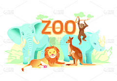 组物体,水平画幅,动物,网站横幅,简单,卡通,自然,贺卡,儿童,动物园