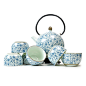 特价日式茶道创意提梁壶青花瓷茶具套装普洱整套茶具 7头茶具茶杯