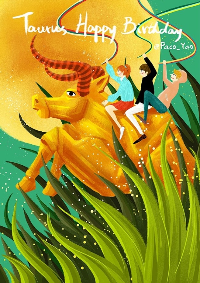 金牛座的朋友们，生日快乐
#插画狂想# ...