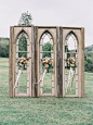 Refined Rustic Outdoor Cathedral Altar #Cedarwoodweddings Photography : Julie Paisley Read More on SMP: http://www.stylemepretty.com/tennessee-weddings/nashville/2016/02/15/rainy-day-rustic-elegant-nashville-wedding/: