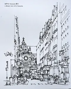 钢笔手绘巴黎建筑5    陈新生作品