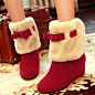 2012冬季新款甜美韩版雪地靴毛毛靴短靴子坡跟靴内增高厚底女靴子 #女靴子#