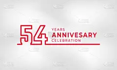 54周年庆祝活动连在一起的标志类型庆祝活动、婚礼、贺卡、白色背景邀请函的红色概略号