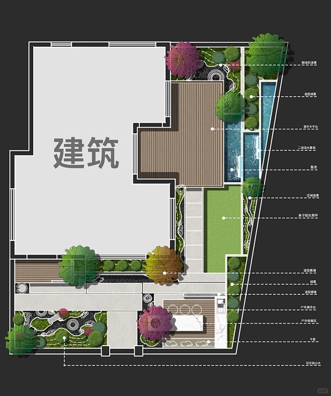 庭院平面设计分享——32现代简约庭院-花瓣网