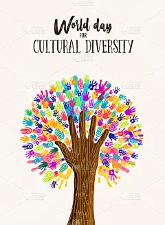 Hand tree concept for cultural diversity day