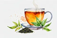 温馨手绘清新清香茶叶图片插画