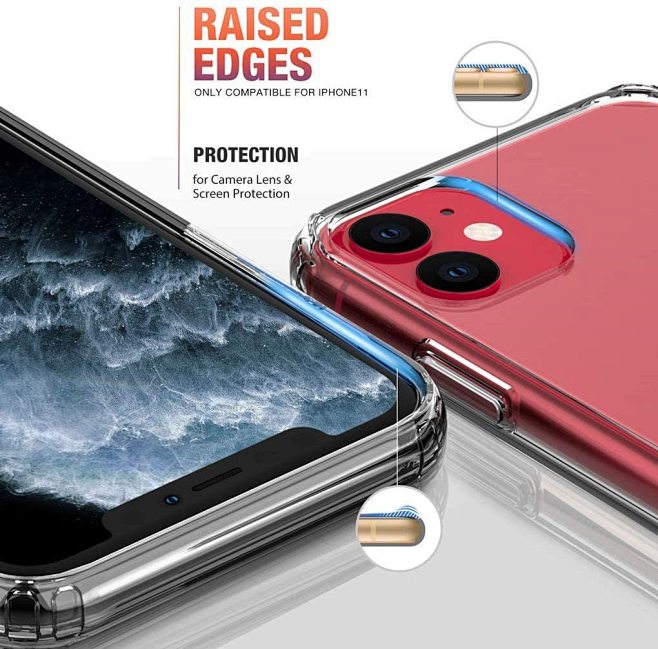 Custodia Trasparente Mkeke Per IPhone 11, Paraurti Con Ammortizzatori, Policarbonato E TPU