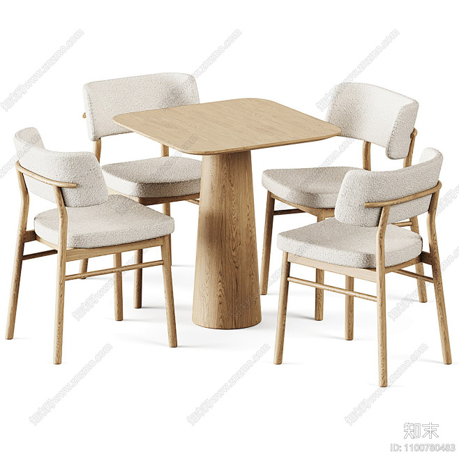 现代餐桌椅组合3D模型下载【ID:110...