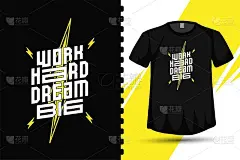 引用工作努力梦想大，时髦的排版垂直设计模板印刷t恤时装服装海报和商品
