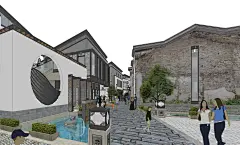 黎阳老街中式商业街SU模型_3748381506