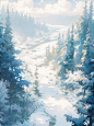 【AI数字艺术】24节气插画，立冬，小雪，大雪，冬至，小寒，大寒，唯美冬天自然风景下载