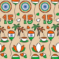 手绘无缝图案的印度独立日