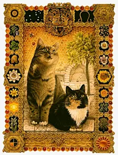 【英国画家Lesley Anne Ivory的猫插画十二星座：狮子座】