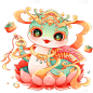 蛇年国潮插画如意蛇IP柿子好柿发生巳巳如意元素贴纸