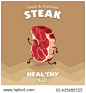 Vintage Steak poster design with vector steak character. 