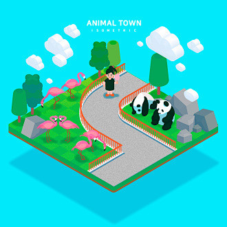 动物园熊猫 2.5D插画 农场牧养 体验...