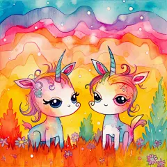 AI绘画_Prompts_Moluga_colorful_cute_chibi_kawaii_unicorns_sunny_background_whi_87ef03b1-9391-40fd-ab13-68ba5abfad8e_xpanx.com