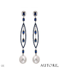 AUTORE Made in Italy Earrings Designed in 18K Two Tone Gold Diamond #SapphireJewelry: 