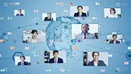 全球通信网络概念。视频会议。Telemeeting。Flash的消息。