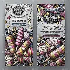 卡通矢量涂鸦冰淇淋横幅
