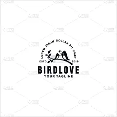 bird in love logo design template