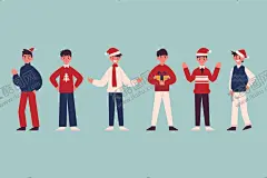 卡通圣诞人物 【酷图网】卡通人员,动漫人员,动漫人偶,卡通人偶,圣诞老人,雪人,女孩,人物剪影,麋鹿,狐狸,圣诞元素,圣诞人物,圣诞雪人