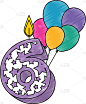 可爱的,蜡烛,数字6,氦,气球,生日,周年纪念,问候,庆祝,爱