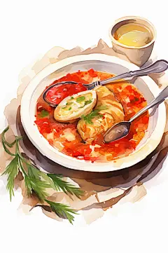 AI数字艺术养生鸡汤美食插画