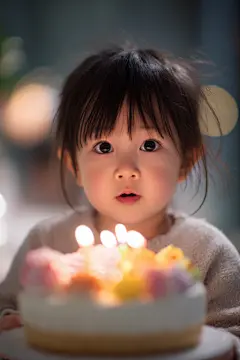 健康美食吃冰淇淋生日蛋糕的小孩