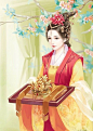 中国风 古典风格 游戏手绘 插画 手绘 优雅 唯美 小清新 花样美男美女