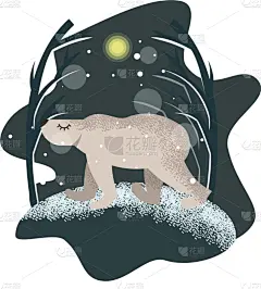 可爱的,幽默,北极熊,背景,外立面,儿童,夜晚,冬天,白色,蓝色