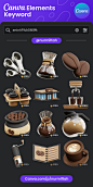 3D Coffee Shop Canva Elements Keyword