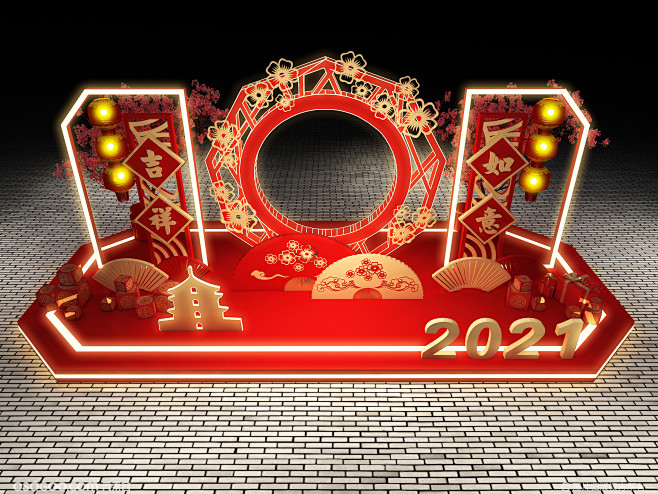 3D设计效果图▪中式2021年新春专用美...