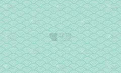 薄荷绿背景上的日本波浪图案。传统Seigaiha无缝图案重复织物，纺织品，家Décor，剪贴簿，墙纸