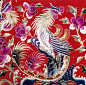中国传统元素 刺绣 凤凰 牡丹 云纹