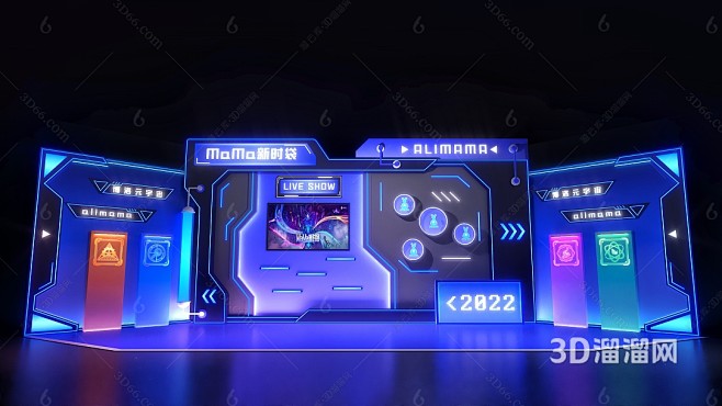 现代 美陈 潮酷科技背景3D模型