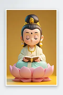 AI奶茶咖啡潮流神话佛祖观音IP形象插画