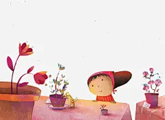 微小的世界免抠素材_新图网 https://ixintu.com 卡通 卡通元素 故事插画 儿童插画 小女孩 花盆 小狮子
